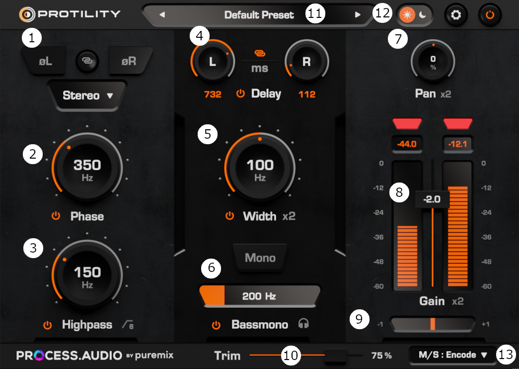 Protility main controls